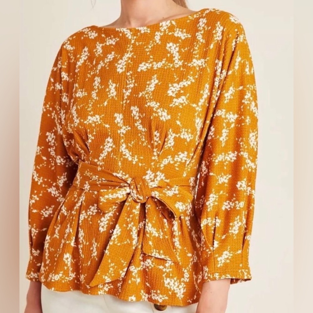 ANTHROPOLOGIE Floral Domain sleeve blouse